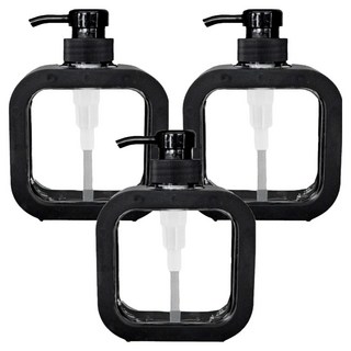 小麥購物 按壓式高級透明分裝瓶 L1467 300ml, 3個, 黑色
