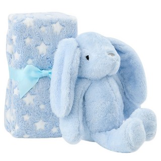 KiKimmy 新生兒禮盒 四季毯 + 安撫娃娃 MP-245B, 藍色