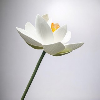 FLORAL M 日式上野公園典雅白荷花仿真花花材, 1個, 白色