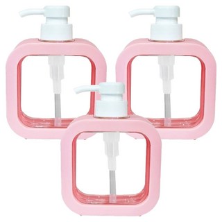 小麥購物 按壓式高級透明分裝瓶 L1467 500ml, 3個, 粉色