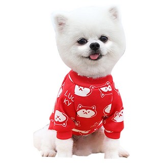 QIDINA 寵物卡哇依磨毛彈力保暖衣 I款, 紅色, 1個