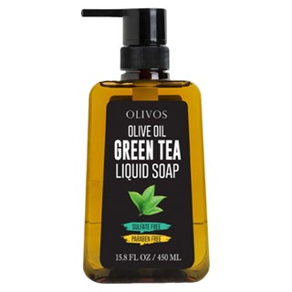 OLIVOS 奧莉芙的橄欖手工皂 土耳其冷壓初榨橄欖油液態 綠茶 問題肌推薦, 450ml, 1個