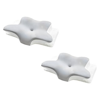 J-bedtime 床寢時光 護頸除鼾釋壓好眠蝶型記憶枕頭 Q9802-1, 2個, 涼感灰