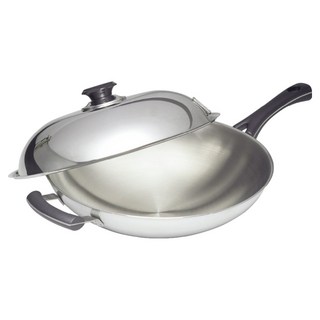 Hi CHEF 掌廚 cookmate 長柄中華炒鍋 附安全玻璃蓋, 1個, 38cm