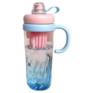 XCRJ 小茶日記 漸變色防漏吸管杯/冰霸杯/環保杯 運動健身必備, 950ml, 1個, 粉色 + 藍色