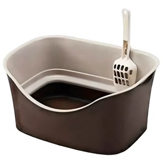 bonbi 樂樂雙層防護貓便盆, 棕色, 1個
