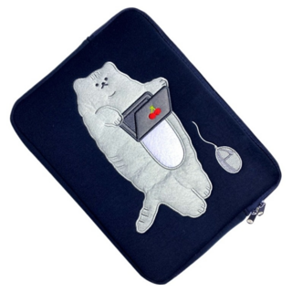 CASHCOO 實用筆電包 收納包, 海軍藍貓咪A, 1個