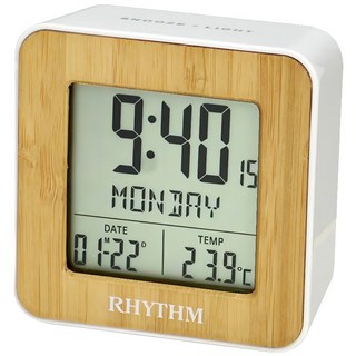 RHYTHM 日本麗聲時計 多功能液晶鬧鐘, 白色