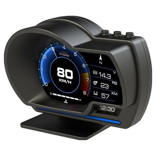 FLYone P6 GPS測速版 液晶儀錶 OBD2 + GPS 行車電腦 HUD抬頭顯示器, 1個, 黑色