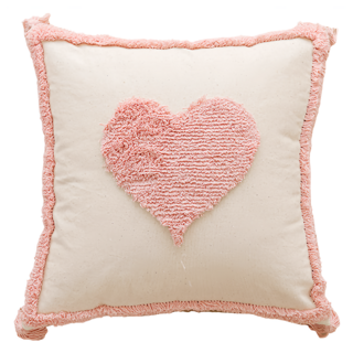 KOTI 日安生活 韓系粉紅簇絨抱枕, 愛心