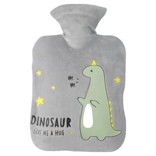 三次方 絨毛熱水袋 灰色恐龍 22 x 14cm 500ml, 1個