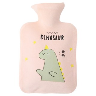 三次方 絨毛熱水袋 粉色恐龍 31.6 x 19.6cm 2L, 1個