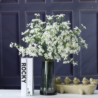 FLORAL M 人氣純白小可愛滿天星仿真花花材 3個, 白色