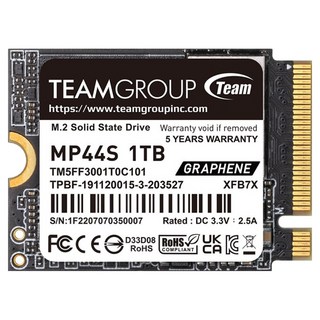 TEAMGROUP 十銓 M.2 2230 PCIe 4.0 SSD 固態硬碟 讀 5000MB 寫 3500MB, 1TB, MP44S