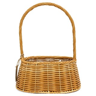 도시정원 라탄 플라스틱 꽃바구니 사다리꼴 타원형 PA211M, 투톤베이지