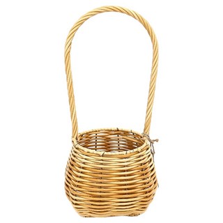 Garden in the City 藤編塑膠花籃 福袋型 PA003M, 1個, 雙色米白