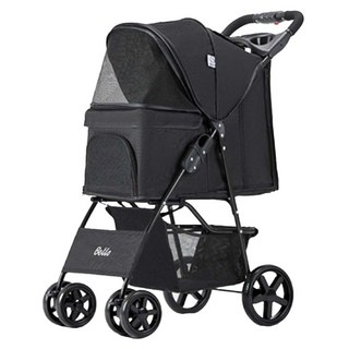 彬彬小舖 Bello 寵物推車 四輪 鍵收納 附遮雨罩, 黑色, 1個