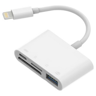 TEKQ 樂都國際 三線五合一轉接頭 PD/雙USB/記憶卡多功能轉換 僅供Lightning接口充電, 1個, AM-503W, 白色