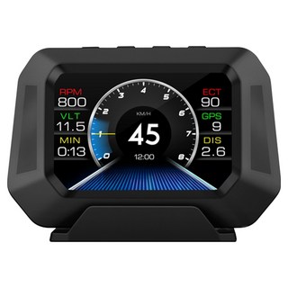 FLYone P21 多模式汽車抬頭顯示器 OBD2 + GPS + 坡度儀 HUD雙系統 4吋, 1個, 黑色