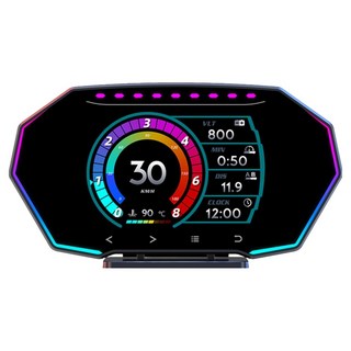 FLYone F11 多功能汽車抬頭顯示器 PRO 升級 液晶儀錶 觸控按鍵 OBD2 + GPS 雙系統, 1個, 黑色