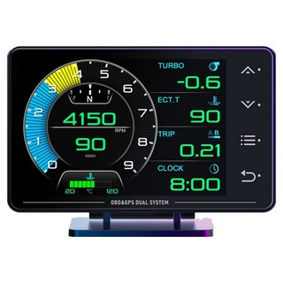 XS 多功能汽車抬頭顯示器 液晶儀錶 觸控按鍵 OBD2 + GPS + 陀螺儀 雙系統 3.5吋, 1個, 黑色