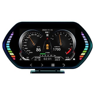 領先者 F12 多功能汽車抬頭顯示器液晶儀錶 觸控按鍵 OBD2 + GPS + 坡度儀 雙系統 4.5吋, 1個, 黑色