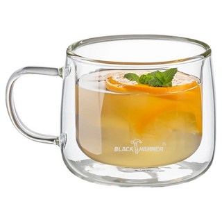 BLACK HAMMER 輕巧把手雙層耐熱玻璃杯 240ml, 1個, 透明色