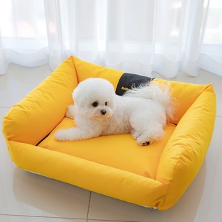 바비숑 반려동물 스포티 범퍼베드, 옐로우, 1개