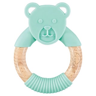 NIBBLING 森林朋友櫸木手握環熊熊, 1個, 固齒器, 薄荷綠