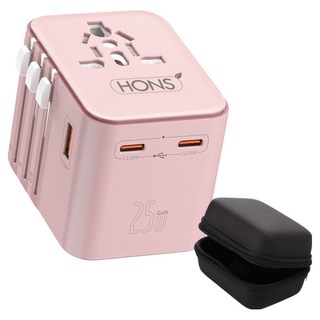 혼스 해외 여행용 멀티 어댑터, 핑크, 1개