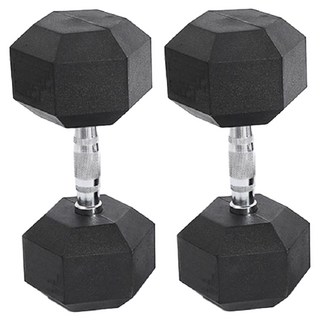 六角包膠啞鈴 7.5kg 2個, 黑色, 單一商品