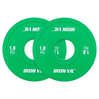 ironvic 輕中型橡膠聚氨酯槓鈴片, 1kg, 2個, 綠色