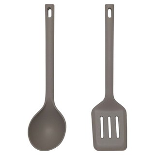 BELLOVIE Cook Harmony 矽膠廚具2件組, 深灰色, 1個, 湯勺 + 鍋鏟