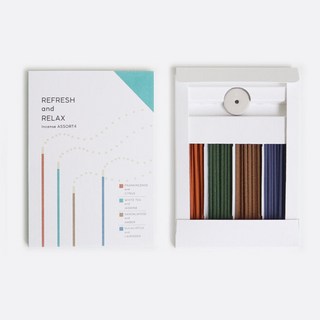 kameyama candle house 日本龜山 綜合線香組 Refresh&Relax 附線香, 乳香與柑橘 + 白茶與茉莉 + 檀香與琥珀 + 尤加利與薰衣草