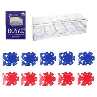 撲克籌碼 Dassadotcom 彩色籌碼 藍色 50p + 紅色 50p + 壓克力盒 + 皇家卡 A2 套組, 1套, 混合顏色