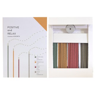 Kameyama 龜山 Positive Relax 綜合線香組 附線香座, 白鼠尾草與天竺葵 + 桂花與無花果 + 玫瑰 + 麝香與玫瑰木