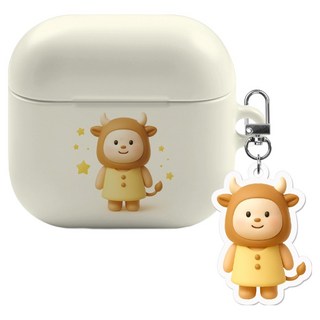 Imooi 第2季 AirPods 4代 硬殼保護套 + 壓克力鑰匙圈組合, 星座 金牛座, 1套, 單一商品