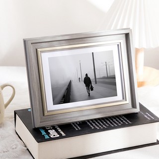 iINDOORS 簡木雙框相框 含立架 6x8吋 200g, 1個, 銀灰金