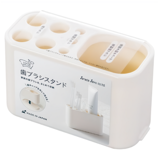 Sanada Seiko 日本製 牙刷牙膏置放架, 1個, 白色
