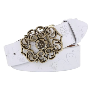 本革職人 自我主張潮流鏤空雕花扣頭平滑扣真皮皮帶