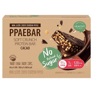 Ppaebar 鬆軟酥脆可可蛋白棒 9入, 1個, 360g