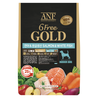 ANF 艾爾富 全齡犬用 6 Free Gold 乾飼料, 1個, 鮭魚 + 白魚, 1.6kg