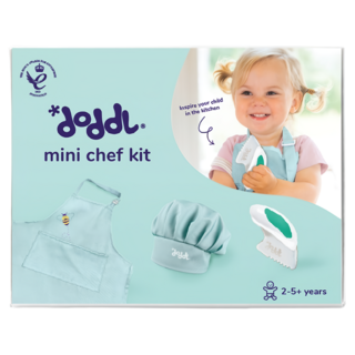 doddL 兒童小廚師3件組禮盒, 1套, 兒童廚師帽 + 圍裙清新綠 + 人體工學餐刀, 清新綠