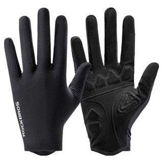 락브로스 충격흡수패드 미끄럼방지 스마트폰터치 스포츠 자전거 장갑 양손착용 세트 S396-1, 블랙, 1세트
