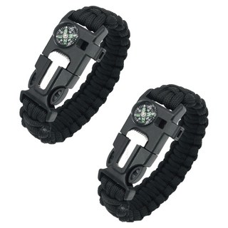 小麥購物 戰術野外求生手鏈 Y077 29g, 2個, 經典黑