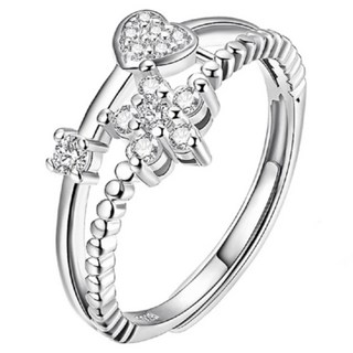 Sayaka 紗彌佳 仰望之花二連風鑲鑽開口戒指