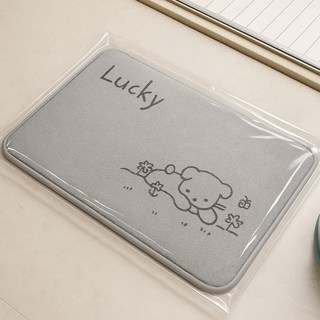 Mini嚴選 慢回彈記憶棉浴室吸水地墊, 1個, 灰色狗