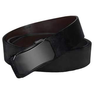 本革職人 真皮男仕極簡薄型金屬霧感免鑽孔伸縮自動扣皮帶 立體多角款 1個