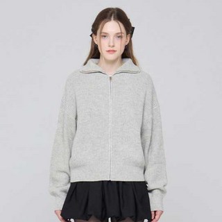 L'EAU ROUGE SEOUL 女款美麗諾羊毛高領半拉鍊開襟衫 GICD250606