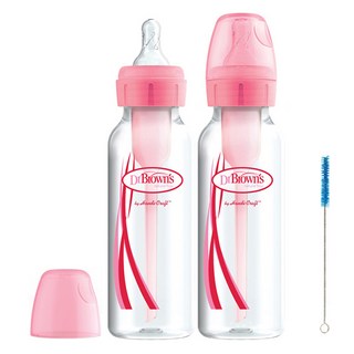 닥터브라운 내로우넥 옵션스 플러스 PP 젖병 세트, 핑크, 250ml, 2개